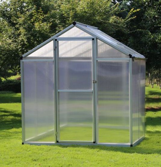 Outsunny 4' L x 6.2' W Stable Outdoor Walk-In Cold Frame Garden Greenhouse Planter