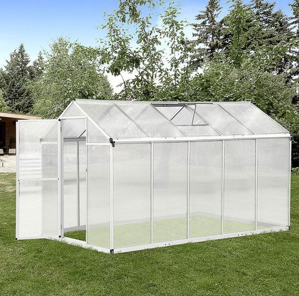 Outsunny Stable Outdoor Walk-In Garden Greenhouse with Roof Vent and Rain Gutter for Plants, Herbs and Vegetables 10