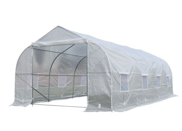 Outsunny 20' x 10' x 7' Deluxe High Tunnel Walk-in Garden Greenhouse Kit - White