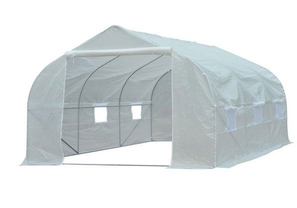 Outsunny 11.5' x 10' x 6.5' Outdoor Portable Walk-In Tunnel Greenhouse with Roll-up Windows & Zippered Entrance - White