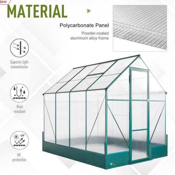 Outsunny 6' x 8' x 7' Walk-in Plant Greenhouse Hot House with Window/Doors