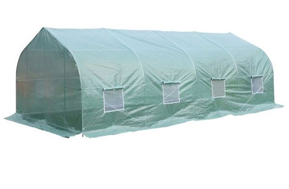 Outsunny 20' x 10' x 7' Deluxe Green High Tunnel Walk-in Garden Greenhouse Kit
