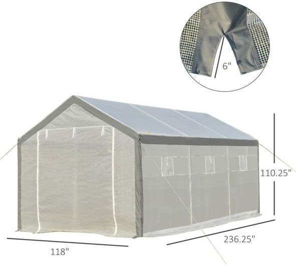 Outsunny 20' x 10' x 9' Greenhouse with Roll Up Door and 6 Windows Outdoor PE Cover