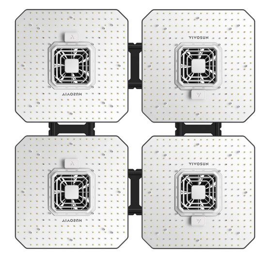 VIVOSUN 4 Pack AeroLight 100W LED Grow Light with Integrated Circulation Fan, Compatible with GrowHub Controller