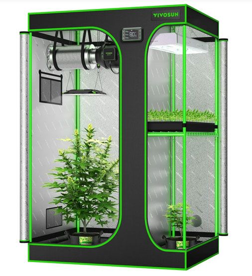 VIVOSUN D436 2-in-1 Mylar Grow Tent 4x3 with Multi-Chamber, 48